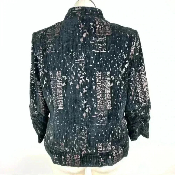 Christopher & Banks blazer XL black caramel brown metallic artsy paint splatter - Picture 4 of 9